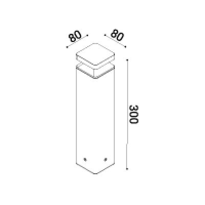 Diomede Matita 2W H300 Square Bollard White Reflector