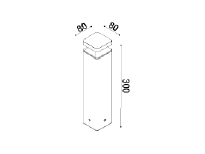 Diomede Matita 2W H300 Square Bollard Black Reflector